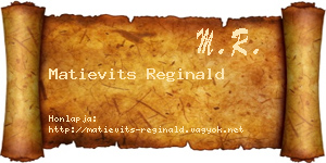 Matievits Reginald névjegykártya